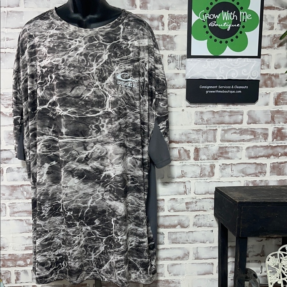 Drake Men's Black and Gray Shirt elements fishing 5XL